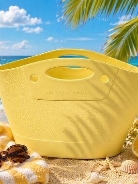 🍋 Lemon Jelly Yellow Beach Tote Bag